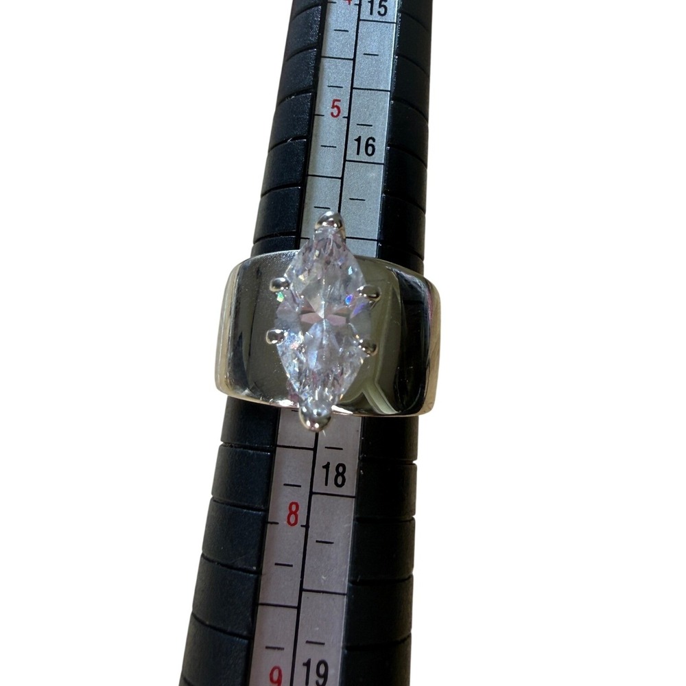 Modern Minimalist Marquise CZ Wide Band‎ Statement Ring 18KT GE Size 7.5
